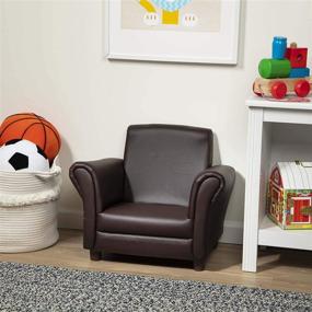 img 4 attached to 🪑 Melissa & Doug Chocolate Brown Faux Leather Kids Armchair (Children's Furniture, 23"L x 17.5"W x 18.3"H)