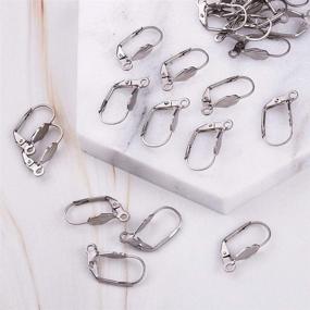 img 1 attached to 📏 100pcs 304 Stainless Steel Lever Back Hoop Earrings with Open Loop - Perfect for Earring Jewelry Making - Hoop Earrings Size: 19x11x4.5mm