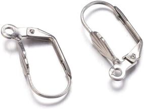 img 4 attached to 📏 100pcs 304 Stainless Steel Lever Back Hoop Earrings with Open Loop - Perfect for Earring Jewelry Making - Hoop Earrings Size: 19x11x4.5mm