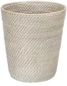 img 1 attached to 🗑️ KOUBOO 1030041 Round Rattan White Wash Waste Basket - 10.25 x 10.25 x 11 Inches