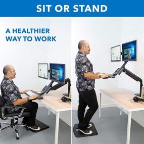 img 3 attached to 🖥️ Mount-It! Dual Monitor Sit Stand Workstation: Height Adjustable Standing Desk Converter with Gas Spring Arm, USB 3.0 Ports, VESA, and C-Clamp/Grommet Base