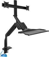 🖥️ mount-it! dual monitor sit stand workstation: height adjustable standing desk converter with gas spring arm, usb 3.0 ports, vesa, and c-clamp/grommet base логотип