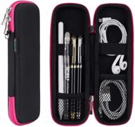 🖊️ apple pencil case holder - rugged shell pencil holder for apple pencil, fountain pens, ballpoint pens, and stylus pens - black/hot pink logo