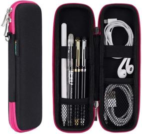 img 4 attached to 🖊️ Apple Pencil Case Holder - Rugged Shell Pencil Holder for Apple Pencil, Fountain Pens, Ballpoint Pens, and Stylus Pens - Black/Hot Pink