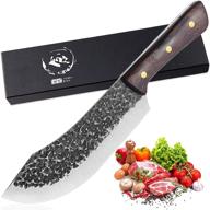 premium hand forged full tang butcher knife for efficient meat cutting - high carbon steel meat cleaver knife ideal for home, restaurant, outdoor camping, bbq logo