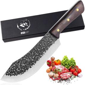 img 4 attached to Premium Hand Forged Full Tang Butcher Knife for Efficient Meat Cutting - High Carbon Steel Meat Cleaver Knife Ideal for Home, Restaurant, Outdoor Camping, BBQ
