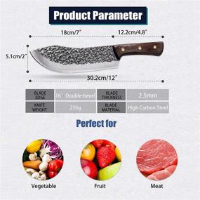 img 2 attached to Premium Hand Forged Full Tang Butcher Knife for Efficient Meat Cutting - High Carbon Steel Meat Cleaver Knife Ideal for Home, Restaurant, Outdoor Camping, BBQ