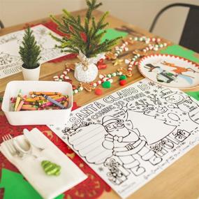 img 2 attached to 🎅 Рождественские Санта-подставки для детей - Набор из 12 праздничных раскрасок для детей, бумажные коврики для стола, одноразовые наборы от Tiny Expressions.