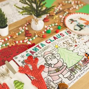 img 1 attached to 🎅 Рождественские Санта-подставки для детей - Набор из 12 праздничных раскрасок для детей, бумажные коврики для стола, одноразовые наборы от Tiny Expressions.