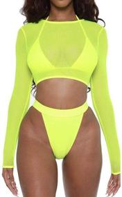 img 4 attached to Springcmy Bathing Bikini Sleeve See Through Women's Clothing for Swimsuits & Cover Ups