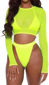 img 2 attached to Springcmy Bathing Bikini Sleeve See Through Women's Clothing for Swimsuits & Cover Ups