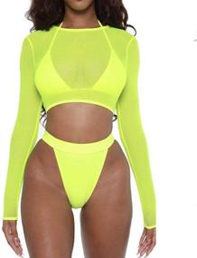 img 3 attached to Springcmy Bathing Bikini Sleeve See Through Women's Clothing for Swimsuits & Cover Ups