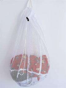 img 2 attached to 🧺 Convenient Small Commercial Mesh Laundry Bags with Handle and Drawstring for Dormitories, Traveling, College, Apartments, Camping, RV | Machine Washable | Over Door Hanging Mesh Bag | 20×17 inch