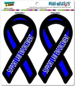 img 1 attached to Graphics and More Support Law Enforcement Thin Blue Line Ribbon - Police Magnet Set for Cars, Refrigerators, and Lockers