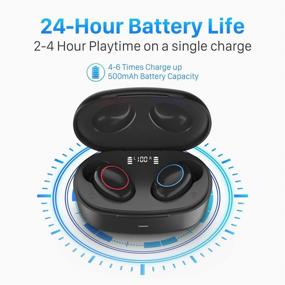 img 3 attached to 🎧 Беспроводные наушники ZOVO Z6 Bluetooth 5.0 с чехлом для зарядки, светодиодным индикатором заряда батареи, водонепроницаемостью IPX7, TWS-наушниками и наушниками, встроенным микрофоном, глубоким басом, реальным сенсорным управлением - идеальны для занятий спортом.