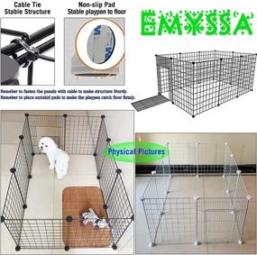 img 2 attached to 🐾 EMYSSA Small Pet Puppy Playpen with Gate and Foldable Design - Indoor/Outdoor Dog Pen Kennel measuring 42‘’x28‘’/35.4‘‘x53.1‘‘ - Play Yard 17.7‘‘ Tall for Small-Sized Dogs, Puppies, Rabbits, Guinea Pigs, and Turtles - 10 Panel Configuration