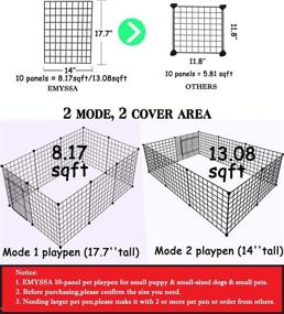 img 3 attached to 🐾 EMYSSA Small Pet Puppy Playpen with Gate and Foldable Design - Indoor/Outdoor Dog Pen Kennel measuring 42‘’x28‘’/35.4‘‘x53.1‘‘ - Play Yard 17.7‘‘ Tall for Small-Sized Dogs, Puppies, Rabbits, Guinea Pigs, and Turtles - 10 Panel Configuration