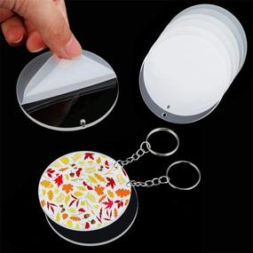 img 1 attached to DIY Crafts Supplies Bundle: 25 Pcs of Acrylic Keychain Blanks, 10 Clear 2 Inch Circle Discs, 100 Colorful Leather Tassel Pendants, 25 Swivel Snap Hooks, 25 Metal Keychain Rings and 25 Jump Rings