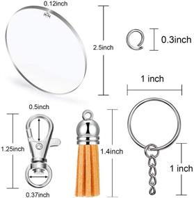 img 3 attached to DIY Crafts Supplies Bundle: 25 Pcs of Acrylic Keychain Blanks, 10 Clear 2 Inch Circle Discs, 100 Colorful Leather Tassel Pendants, 25 Swivel Snap Hooks, 25 Metal Keychain Rings and 25 Jump Rings