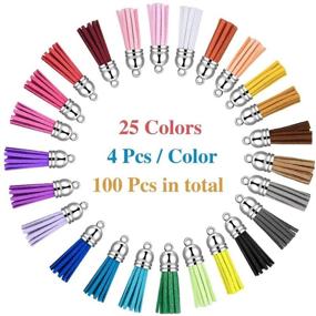 img 2 attached to DIY Crafts Supplies Bundle: 25 Pcs of Acrylic Keychain Blanks, 10 Clear 2 Inch Circle Discs, 100 Colorful Leather Tassel Pendants, 25 Swivel Snap Hooks, 25 Metal Keychain Rings and 25 Jump Rings