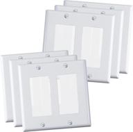 faith double light switch cover & outlet wall plate [6-pack]: ul listed unbreakable polycarbonate thermoplastic, white - 2-gang 4.55x4.63 inches logo