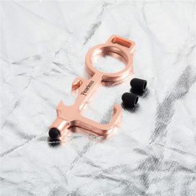 img 3 attached to 🔑 No Touch Door Opener Tool: Sturdy, Multifunctional, and Stylish - Rose Gold Keychain Tool with Stylus, Bottle Opener, and Button Pusher