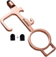 🔑 no touch door opener tool: sturdy, multifunctional, and stylish - rose gold keychain tool with stylus, bottle opener, and button pusher логотип