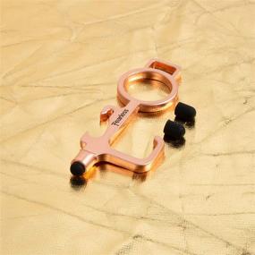 img 2 attached to 🔑 No Touch Door Opener Tool: Sturdy, Multifunctional, and Stylish - Rose Gold Keychain Tool with Stylus, Bottle Opener, and Button Pusher