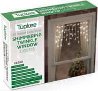 tupkee shimmering twinkle window icicle lights - 3 feet (0.91m), 50 clear incandescent christmas indoor twinkle icicle lights for festive decor логотип