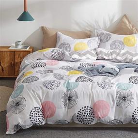 img 4 attached to 3-Piece Twin Duvet Cover Set for Teen Girls - Colorful Dots Design with Pink Gray Yellow Circles - 800 Thread Count - All Season Comforter Cover with Zipper Closure, 2 Pillow Shams, 4 Corner Ties