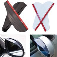 🌧️ enhance your visibility with ekind 2 set rear view mirror visor rain guard for cars, trucks, and suvs - transparent+ black transparent logo