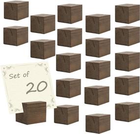 img 4 attached to 🪵 20-Piece Square Brown Wood Business Card & Table Number Holders by MyGift