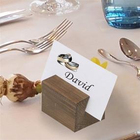 img 2 attached to 🪵 20-Piece Square Brown Wood Business Card & Table Number Holders by MyGift