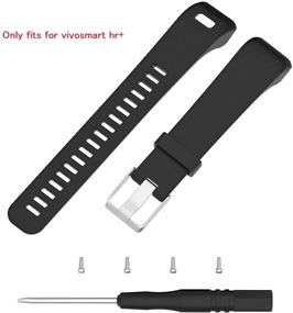 img 1 attached to 🎽 TenCloud Replacement Striped Sport Bands for Garmin Vivosmart HR+ Tracker - Compatible with Vivosmart HR Plus - Includes Tool Kits (Black)