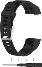 img 4 attached to 🎽 TenCloud Replacement Striped Sport Bands for Garmin Vivosmart HR+ Tracker - Compatible with Vivosmart HR Plus - Includes Tool Kits (Black)