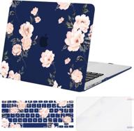 🌺 mosiso macbook air 13 inch case (a1369 & a1466, 2010-2017 release) - blue camellia hard shell, keyboard cover & screen protector logo