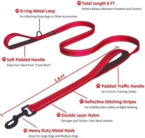 img 3 attached to 🐾 Premium Dual Handle Dog Leash with Reflective Design - 6ft Long Heavy Duty Lead for Effective Training and Control, Ideal for Large or Medium Dogs