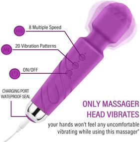 img 2 attached to 🔋 Rechargeable Cordless Handheld Massager - Personal Wand Massager with Memory Function, 8 Speeds, and 20 Patterns - Purple - Back and Neck Relief