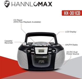 img 1 attached to 🎵 HANNLOMAX HX-301CD CD/MP3 Boombox with AM/FM Radio, Cassette Recorder, CD/Radio Recording, Aux-in Jack, Headphone Jack, LCD Display, AC/DC Dual Power Source