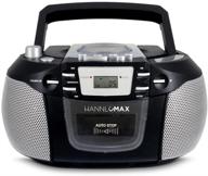 🎵 hannlomax hx-301cd cd/mp3 boombox with am/fm radio, cassette recorder, cd/radio recording, aux-in jack, headphone jack, lcd display, ac/dc dual power source logo