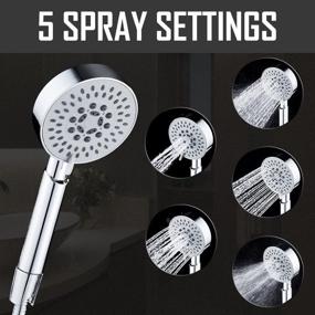 img 3 attached to Etechydra Shower Heads: 5 Spray Settings Handheld Massage Shower Head with High Pressure & Water Saving Mode - 57 inch Stainless Hose Included