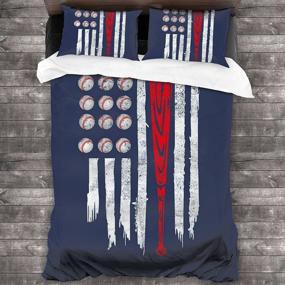 img 4 attached to POLTBAIE Independence Day Baseball Bedding Set Twin - Abstract Comforter Bed Set for Kids Girls Boys, Including 1 Comforter Cover and 2 Pillow Shams - Twin Size Comforter Set