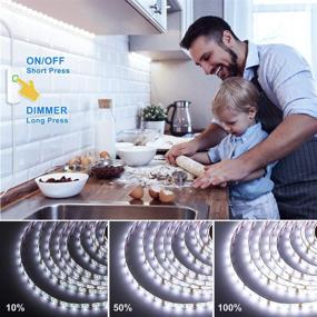 img 1 attached to 🔆 YEEMAYLUX White LED Strip Lights: 300 LEDs 16.4ft, Dimmable Under Cabinet Lighting with Protective Glue - 6500K Bright Daylight White, 2 Control Ways - RF Remote, Dimmer Switch Tape Light for Kitchen Cabinet