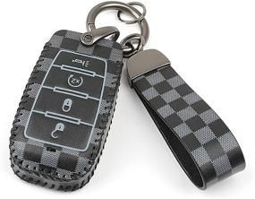 img 4 attached to MJKEYAuto Leather Remote Smart 4 Button Key Fob Cover Case Chain 🔑 for Dodge RAM 1500 (Black) - Compatible with 2019, 2020, and 2021 Models