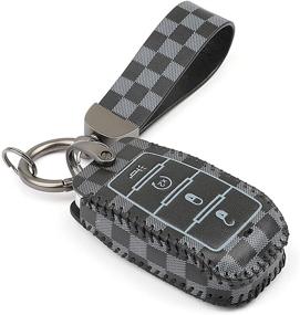 img 3 attached to MJKEYAuto Leather Remote Smart 4 Button Key Fob Cover Case Chain 🔑 for Dodge RAM 1500 (Black) - Compatible with 2019, 2020, and 2021 Models