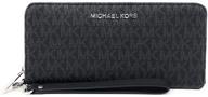 💼 stylish & practical: michael kors jet set women's leather travel continental wristlet wallet in black/black logo