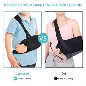 img 1 attached to 🤕 Kids Arm Sling with Waist Strap – Comfortable Pediatric Arm Support Sling for Wrist, Elbow, Arm, Shoulder Injuries – Rotator Cuff, Left/Right Arm Immobilizer