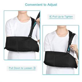 img 2 attached to 🤕 Kids Arm Sling with Waist Strap – Comfortable Pediatric Arm Support Sling for Wrist, Elbow, Arm, Shoulder Injuries – Rotator Cuff, Left/Right Arm Immobilizer