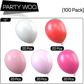 img 1 attached to 🎈 PartyWoo Pink Balloons - 100 pcs 12 in Fuchsia, White, Pale, and Hot Pink Shade Balloons for Pink Baby Shower, Pink Birthday, Pink Wedding, Pink, White