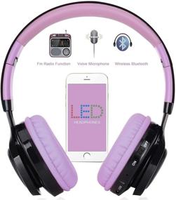 img 2 attached to 🎧 Riwbox AB005 Bluetooth наушники: Беспроводные наушники 5.0 с микрофоном, TF-картой, FM-радио и светодиодной подсветкой - черный и фиолетовый